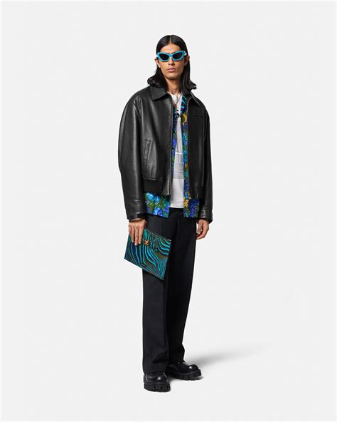 versace leather jacket 2018|versace overcoat.